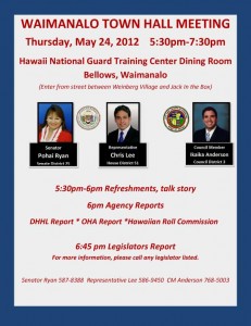 Waimanalo Town Hall Meeting flier May 24, 2012