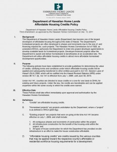 HHC Affordable Housing Credit Policy
