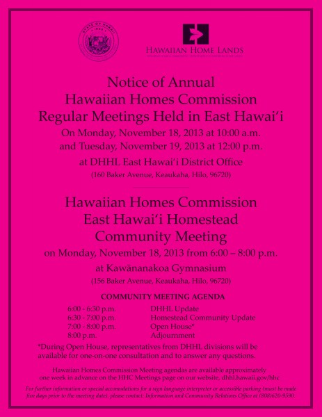 Nov. 2013 HHC Meetings