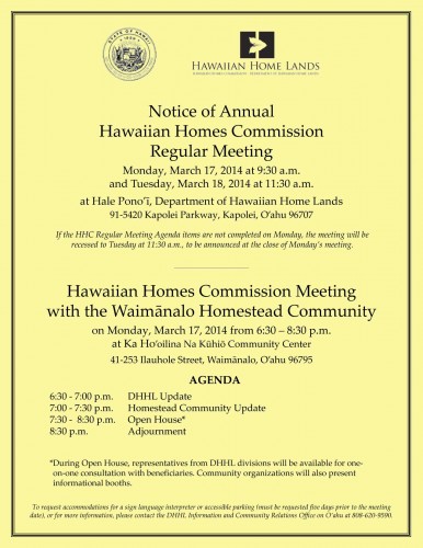 Waimanalo Community Meeting flier