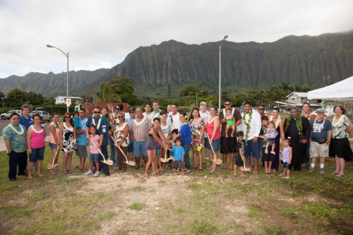 One of the many NAHASDA-funded projects on Hawaiian home lands. Six Waimānalo ʻohana built self-help homes in partnership with Habitat for Humanity using NAHASDA funds.